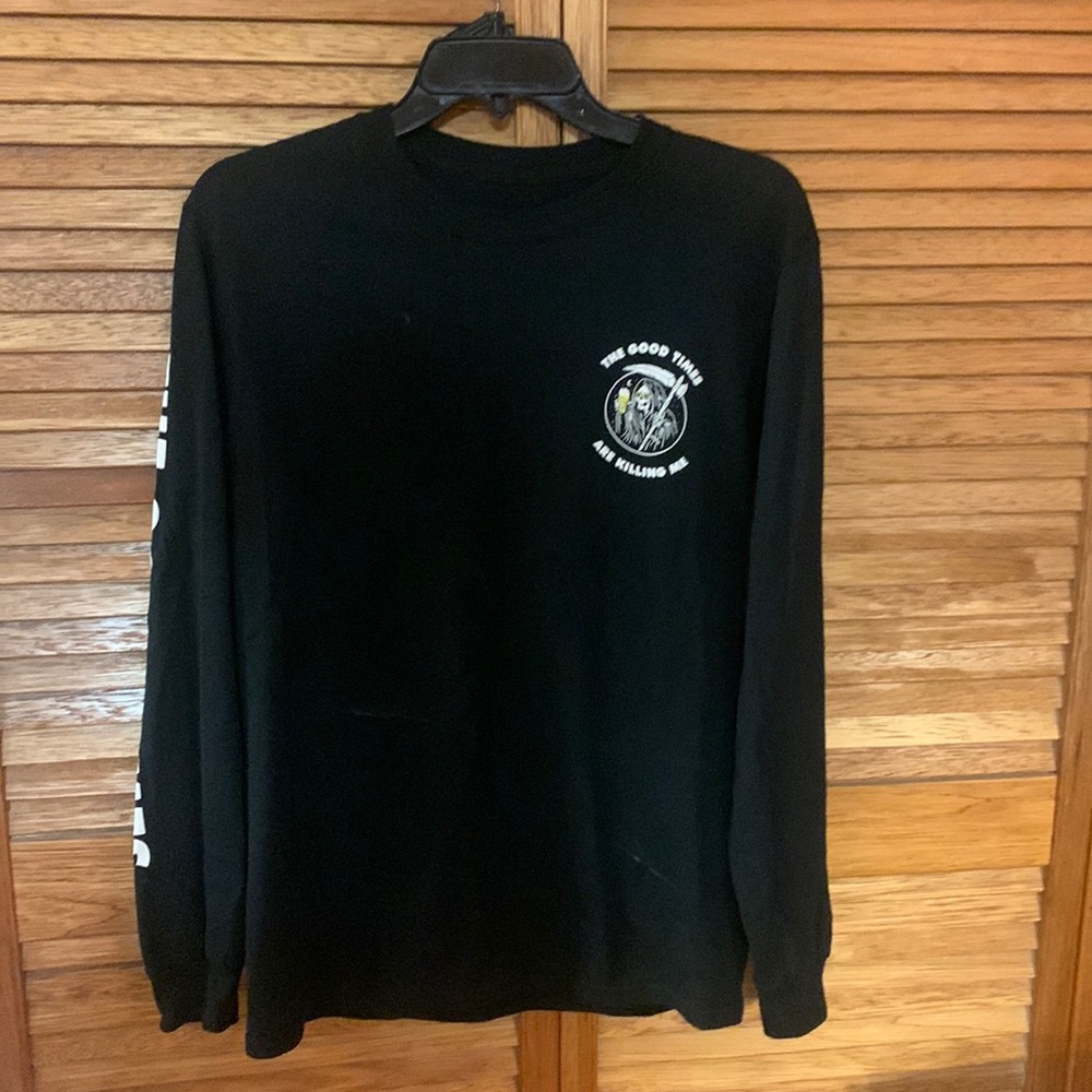 Last Call Co. Black long sleeve graphic shirt (Size S)